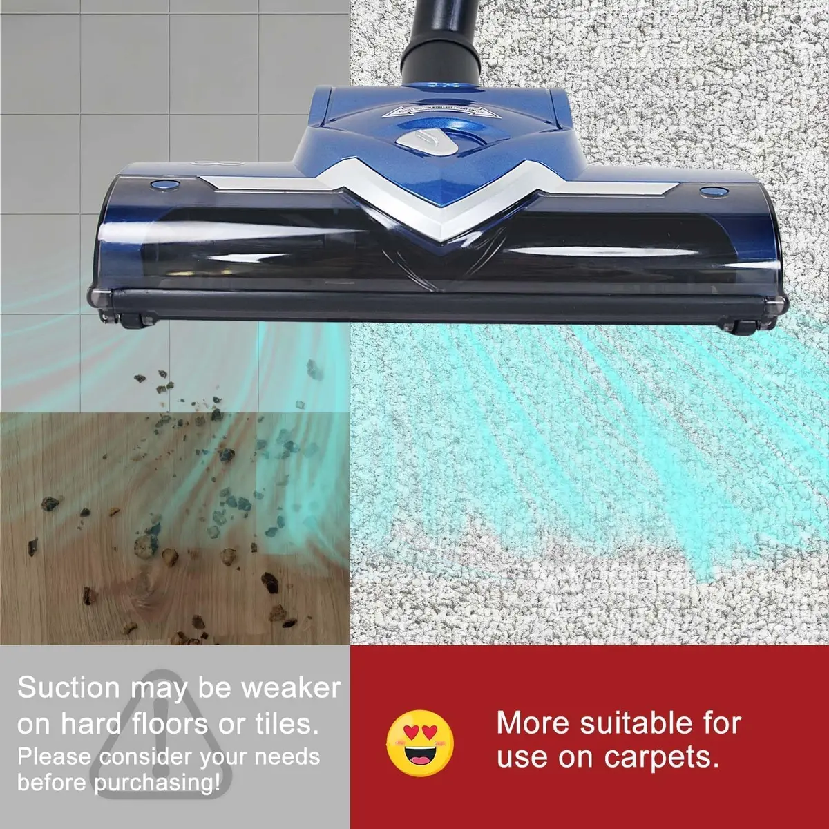 EZ SPARES 1-1/4" Universal Floor Brush, 32mm Vacuum Head, Blue | Compatible with Most Central Vacuums - view 6