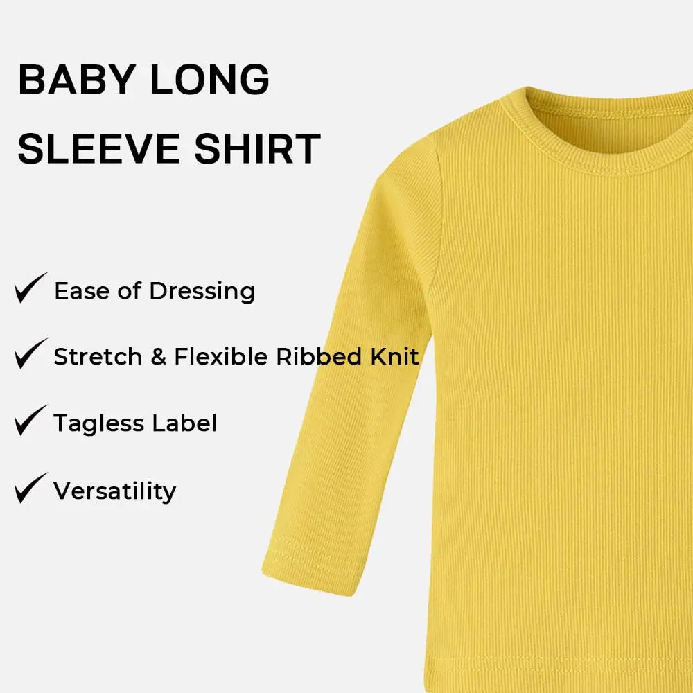 Enfants Chéris Long Sleeve Tee Shirt for Baby Girl Boy 12 Months Yellow | Soft Cotton Baby Top - view 6