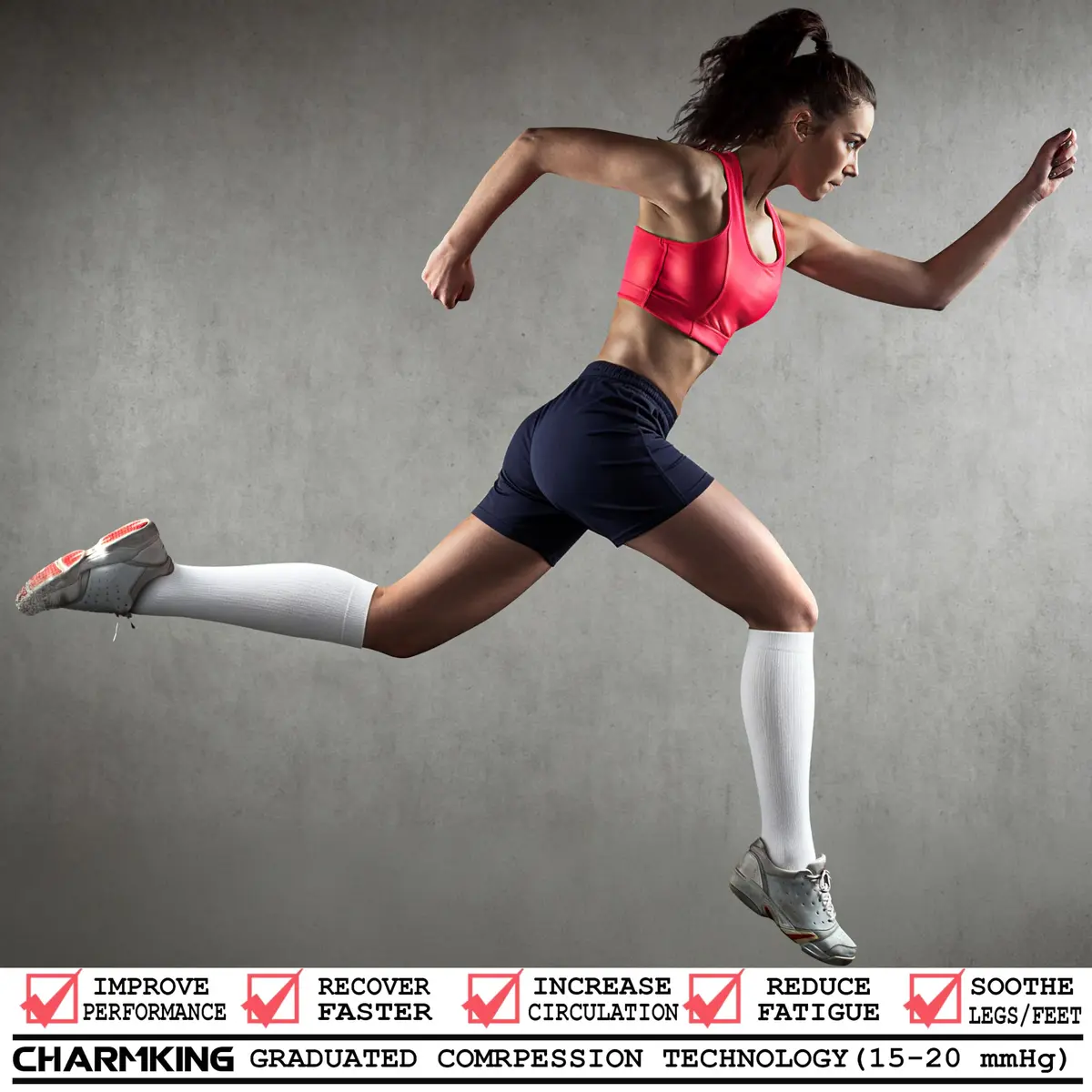 CHARMKING Compression Socks for Women & Men Circulation 3 Pairs | 15-20 mmHg Support for Athletic & Daily Use - view 2