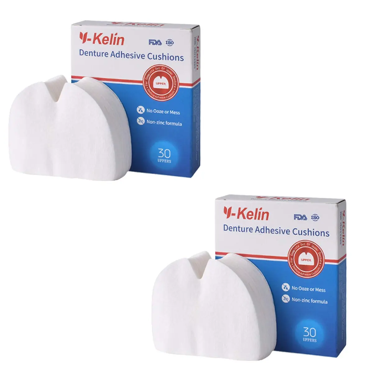 Y-Kelin Denture Adhesive Cushions, Upper 60 Strips | Natural Seaweed Hold for Sore Gums - main product image