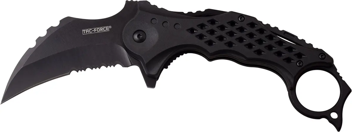 Tac-Force Folding Pocket Knife 8.5" with 3" 3Cr13 Hawkbill Blade, Finger Flipper, Liner Lock, Black ABS Handle & Pocket Clip - main product image