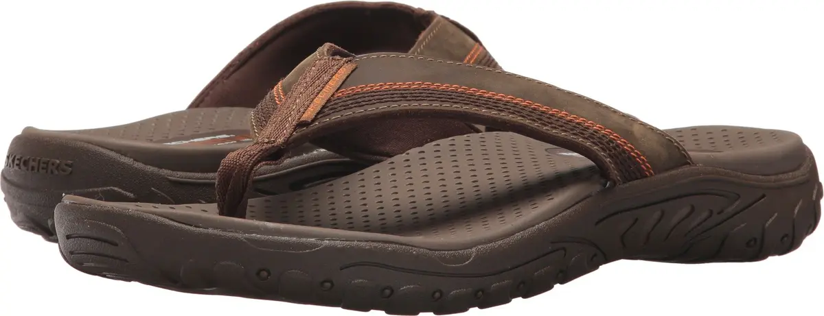 Skechers Relaxed Fit Reggae Cobano Flip Flop Brown 8 US | All-Day Comfort with Memory Foam - main product image
