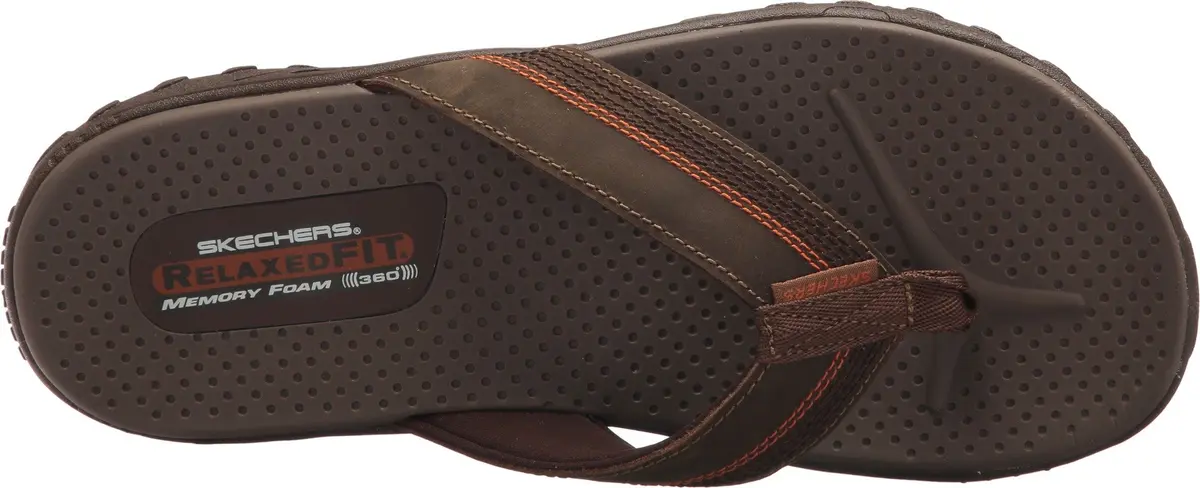 Skechers Relaxed Fit Reggae Cobano Flip Flop Brown 8 US | All-Day Comfort with Memory Foam - view 2