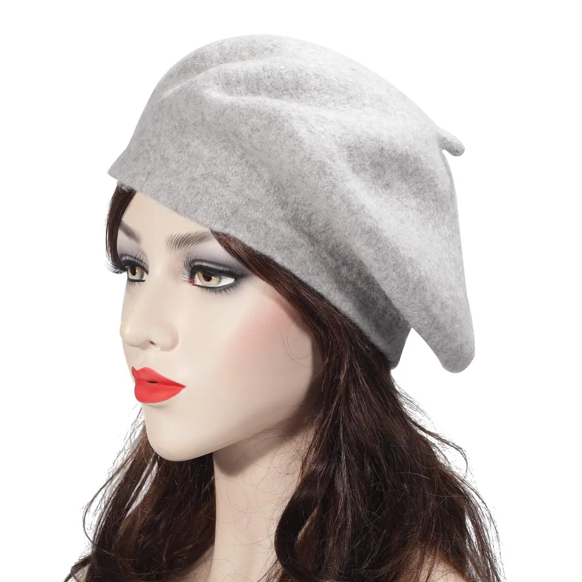 ZLYC Wool Beret Hat Classic Solid Color French Beret for Women (Light Grey) | Warm, Fitted & Stylish - view 8