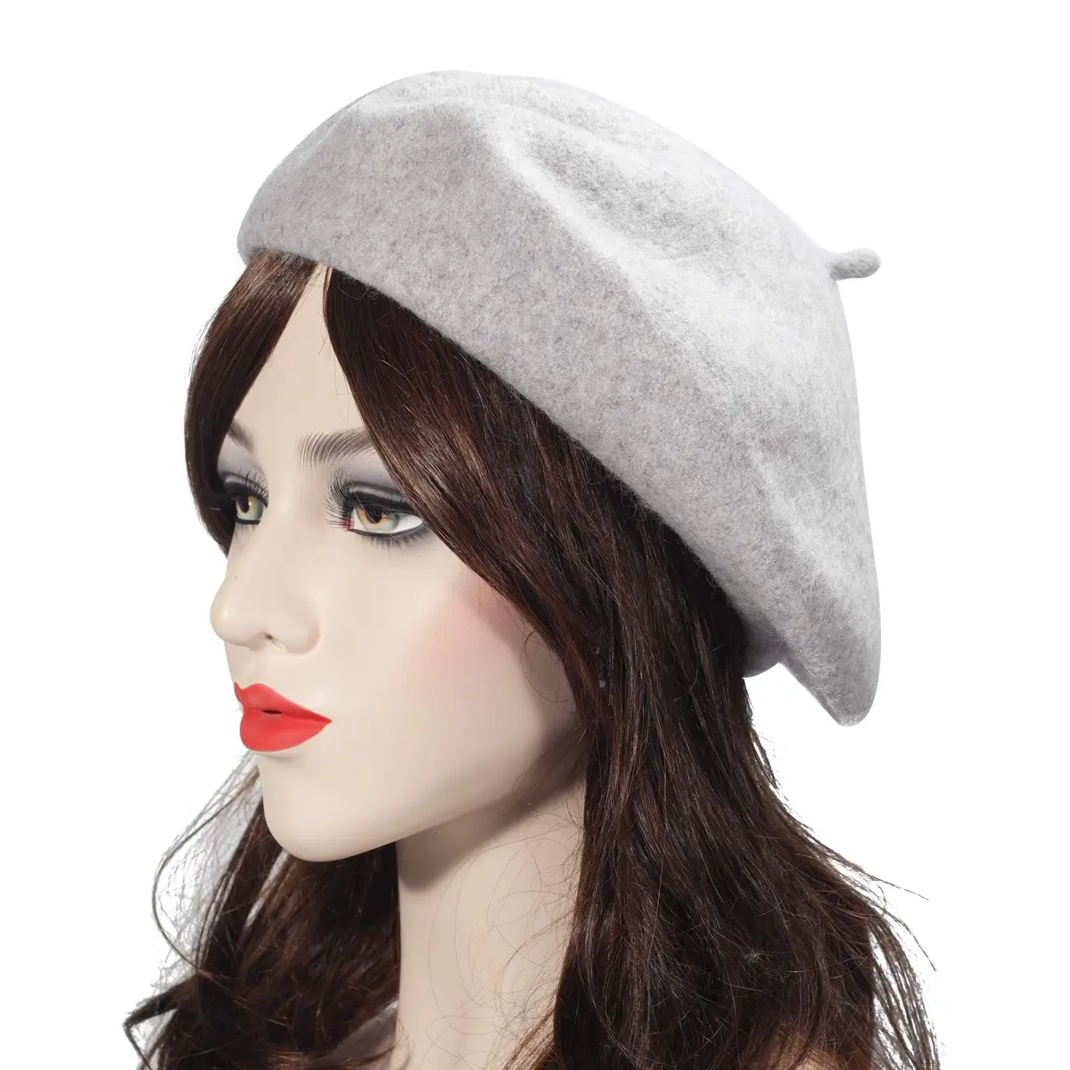 ZLYC Wool Beret Hat Classic Solid Color French Beret for Women (Light Grey) | Warm, Fitted & Stylish - view 9