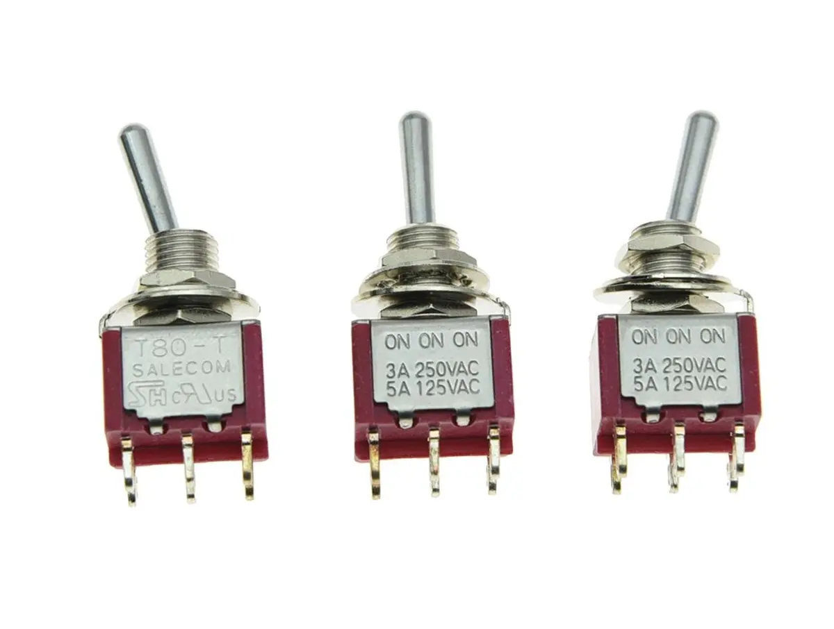 Dopro 3pcs DPDT 6 Pin 3 Way ON/ON/ON Guitar/AMP Mini Toggle Switch Car/Boat | High-Quality Metal, 3A 250VAC - main product image