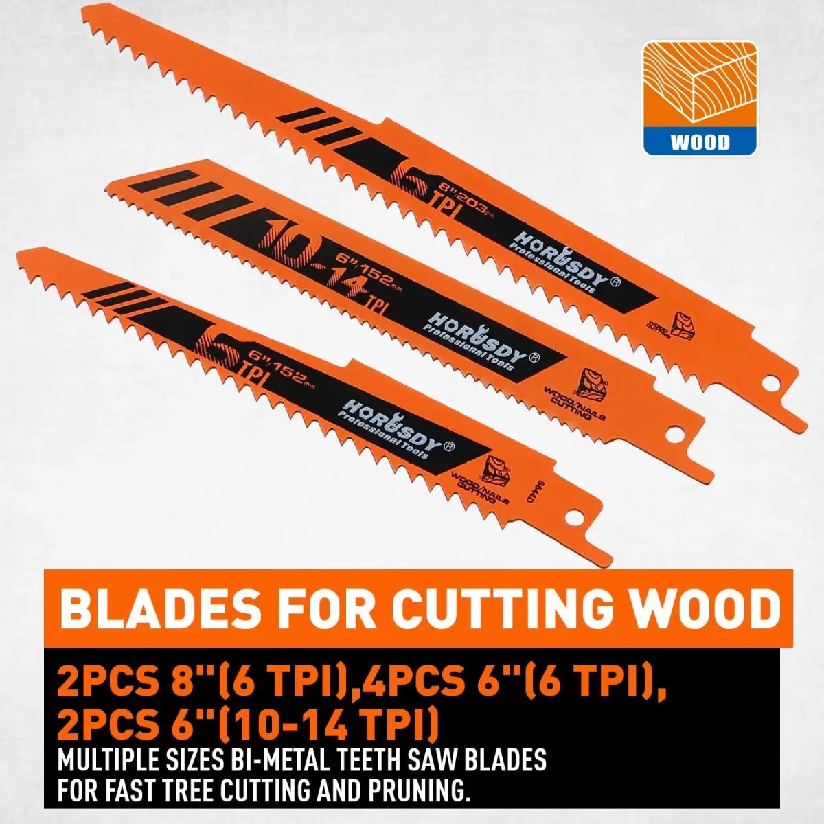 HORUSDY 10-Piece Reciprocating Saw Blades Set | High Carbon Steel for Wood, Metal, Drywall & Plastic - view 3