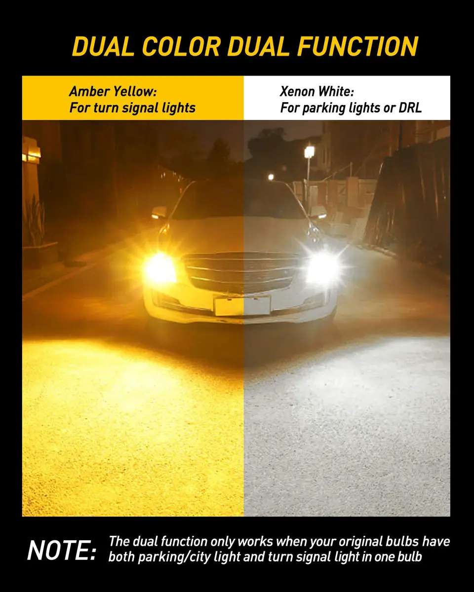 AUXITO 3157 Switchback LED Turn Signal Bulbs 50W | Dual Color White & Amber, 12V, Pack of 2, Car Tail & Parking Lights - view 4