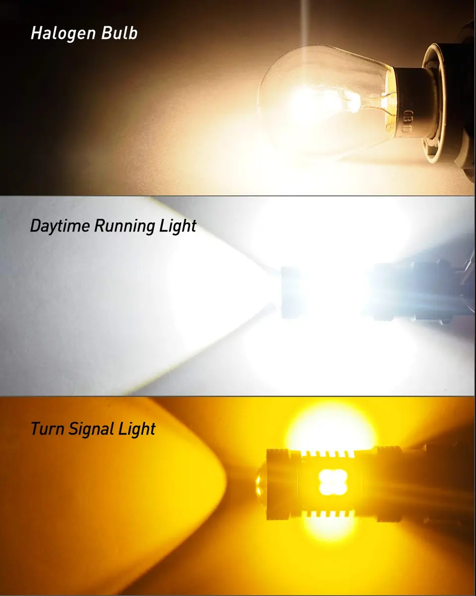 AUXITO 3157 Switchback LED Turn Signal Bulbs 50W | Dual Color White & Amber, 12V, Pack of 2, Car Tail & Parking Lights - view 3