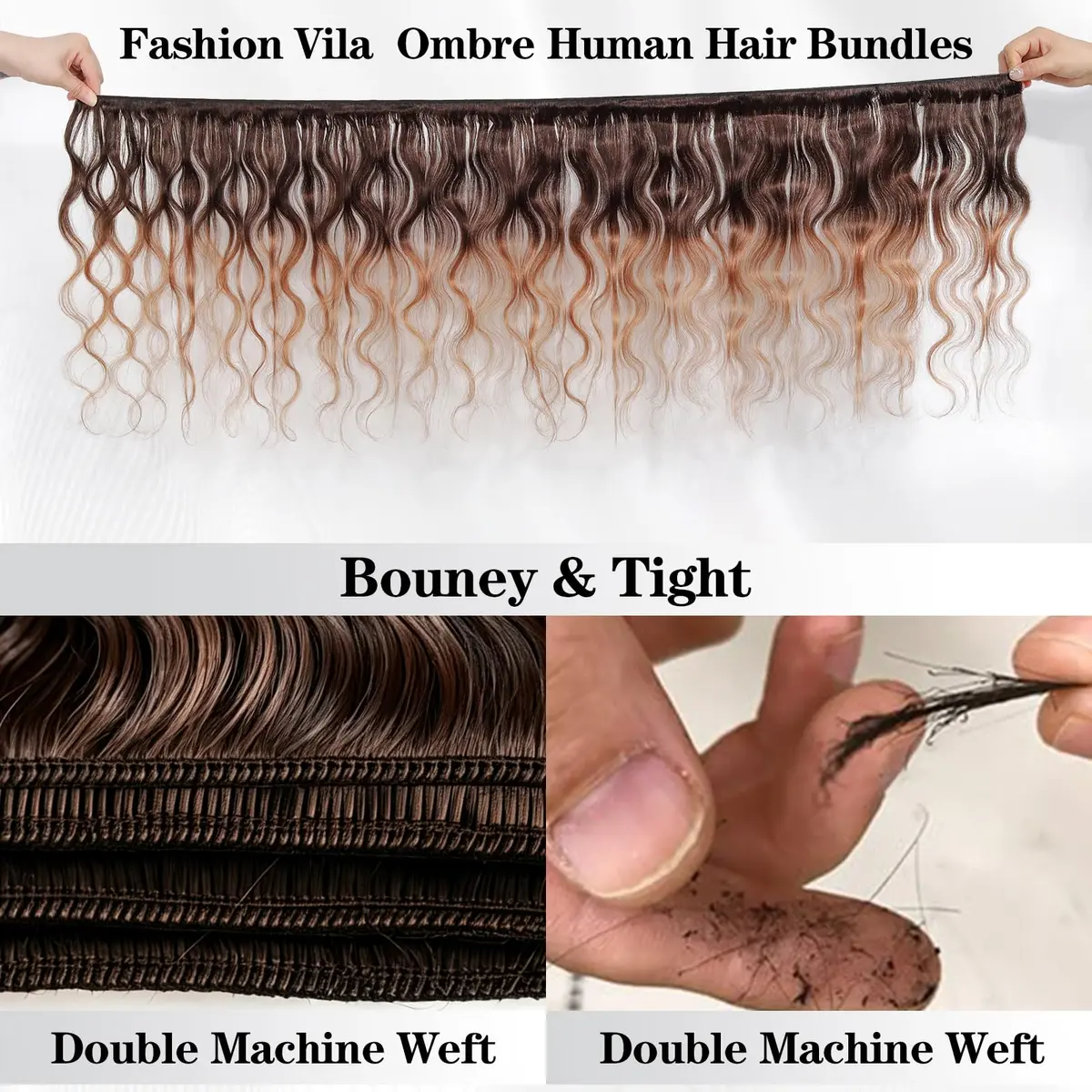 FASHION VILA Human Hair Bundles with Closure Body Wave 12 14 16+12 Inch T4/30 | 10A Grade Brazilian Virgin Remy Hair - view 4