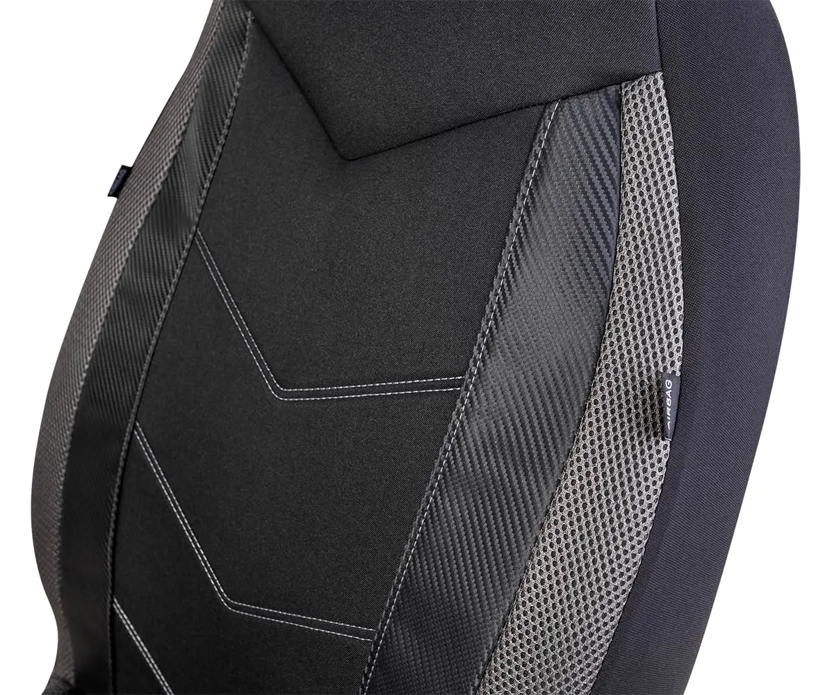 PIC AUTO Gray Carbon Fiber Mesh Front Seat Covers | Universal Fit, Airbag Compatible (1.01 kg / 2.23 lb) - view 3