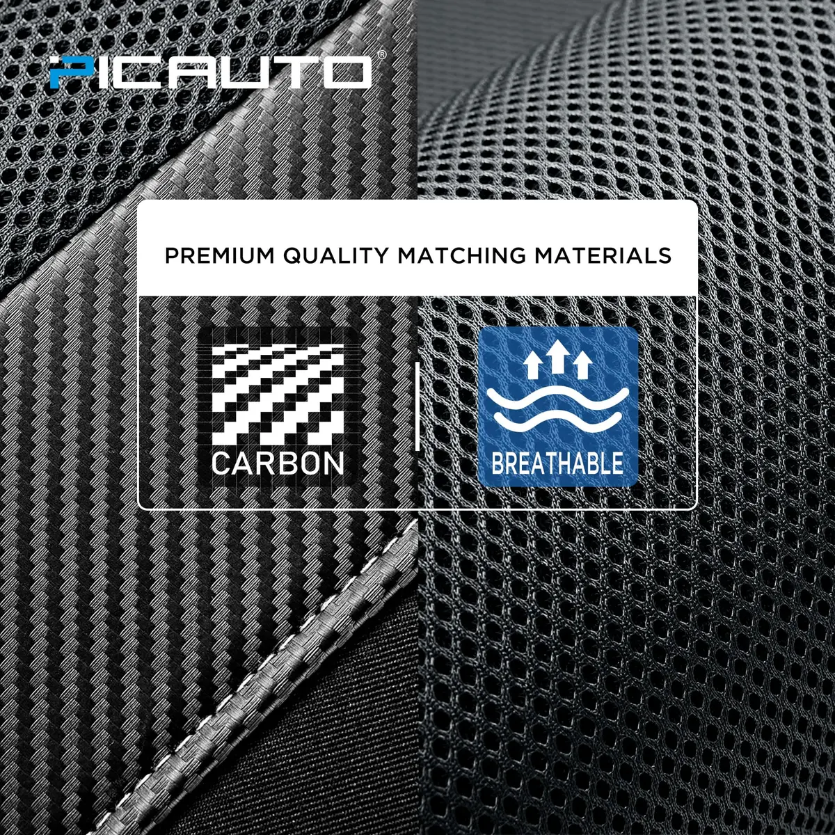 PIC AUTO Gray Carbon Fiber Mesh Front Seat Covers | Universal Fit, Airbag Compatible (1.01 kg / 2.23 lb) - view 4