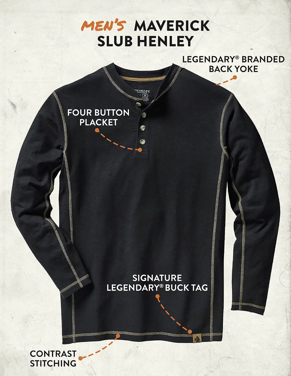 Legendary Whitetails Mens Henley Long Sleeve Casual Fit Shirt | Soft Cotton-Poly Blend, Rugged Style - view 2