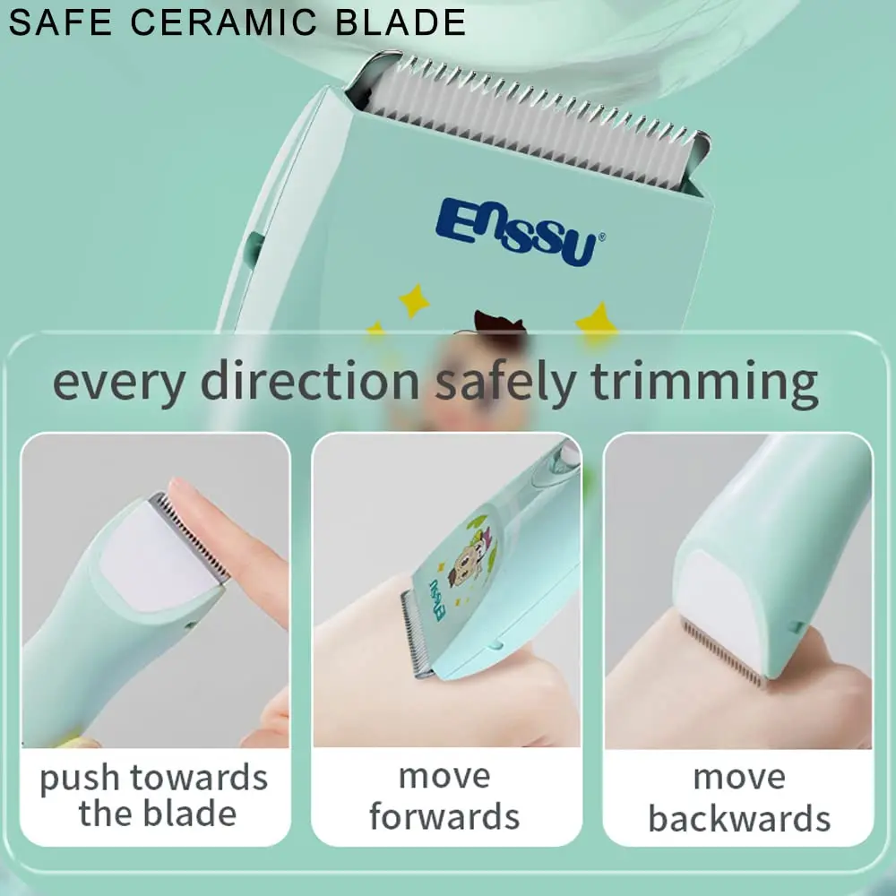 ENSSU Baby Hair Clippers Lower Noise Hair Clippers for Kids/Children, Light Green, 3mm-12mm - view 6