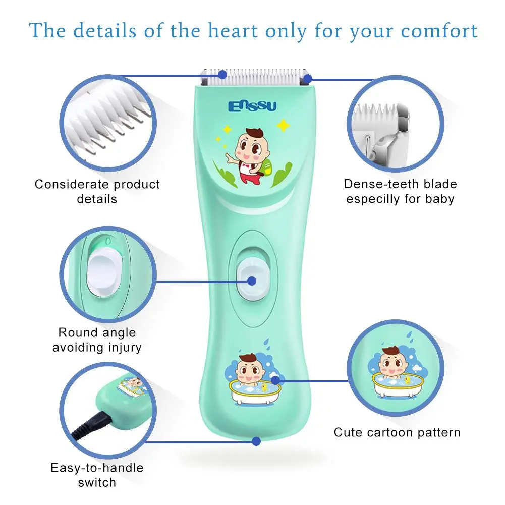 ENSSU Baby Hair Clippers Lower Noise Hair Clippers for Kids/Children, Light Green, 3mm-12mm - view 8