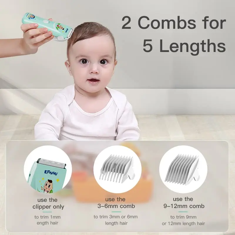 ENSSU Baby Hair Clippers Lower Noise Hair Clippers for Kids/Children, Light Green, 3mm-12mm - view 5