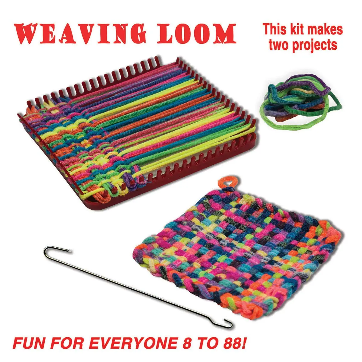 Pepperell Weaving Loom Retro Craft Kit, Red, 1 Count | Complete DIY Art & Craft Kit for All Ages - view 3