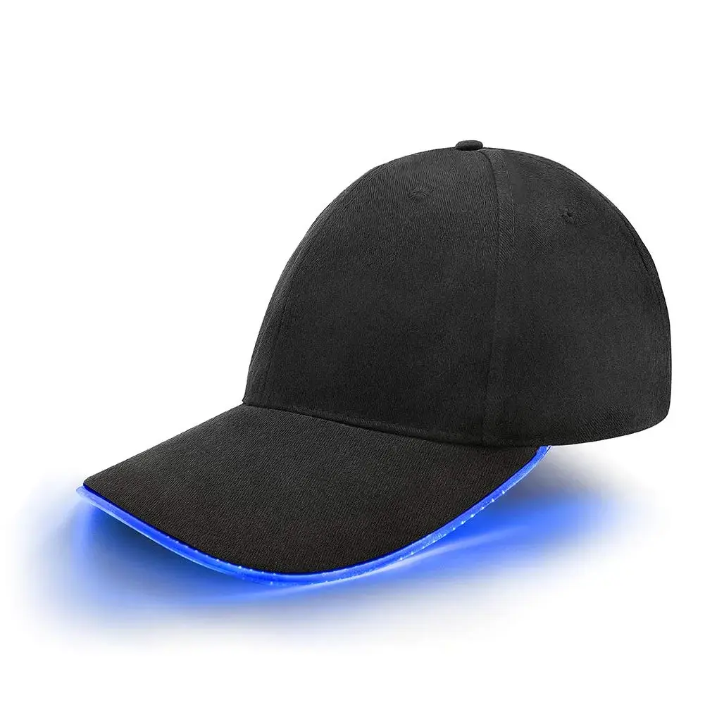 JIGUOOR LED Baseball Cap with Light Up Feature, Blue, 1 Unit | Adjustable Cotton Cap for Night Events - main product image