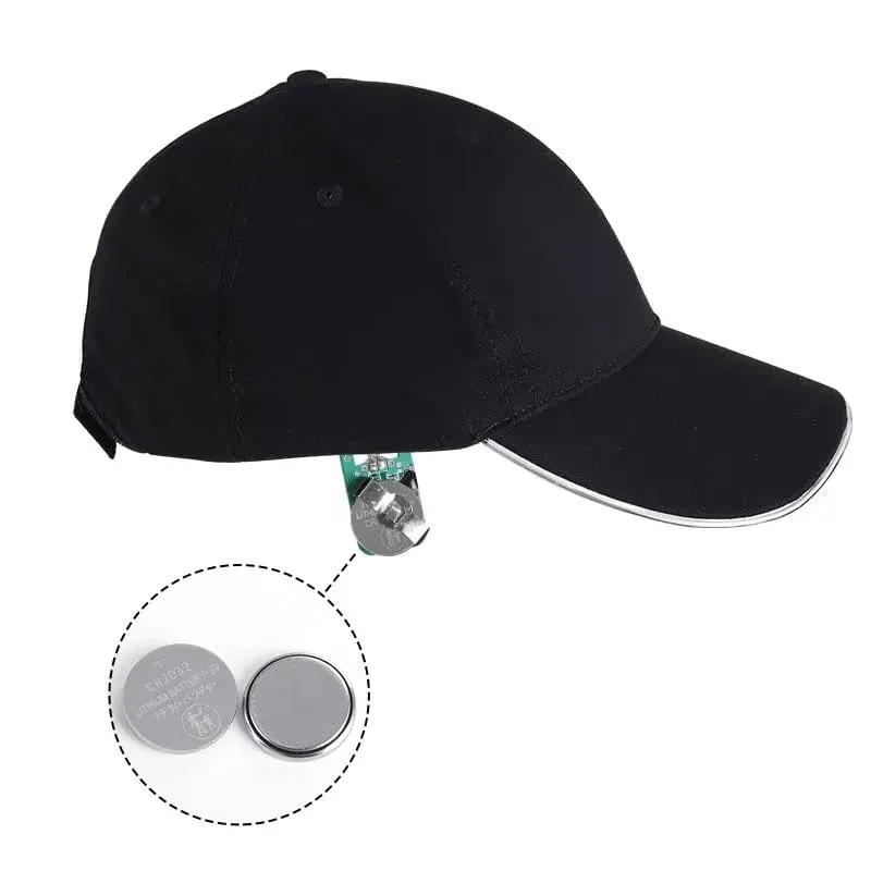 JIGUOOR LED Baseball Cap with Light Up Feature, Blue, 1 Unit | Adjustable Cotton Cap for Night Events - view 5