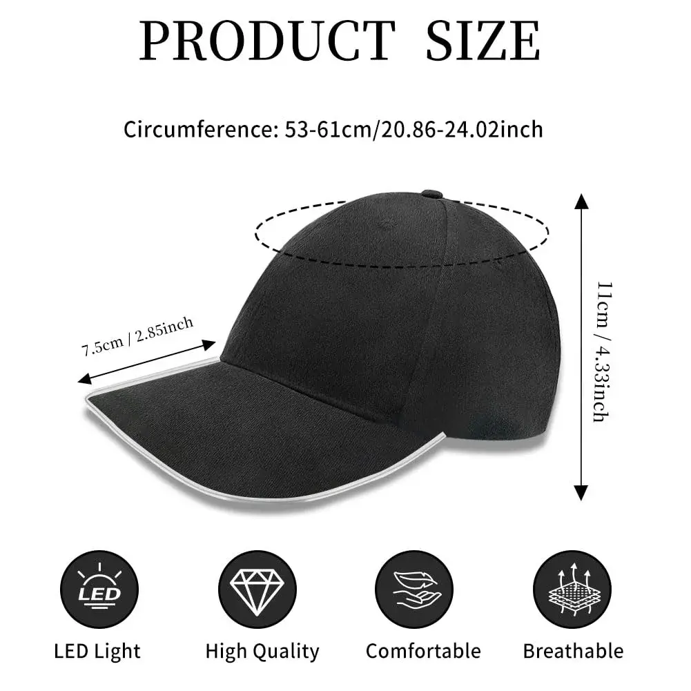 JIGUOOR LED Baseball Cap with Light Up Feature, Blue, 1 Unit | Adjustable Cotton Cap for Night Events - view 4