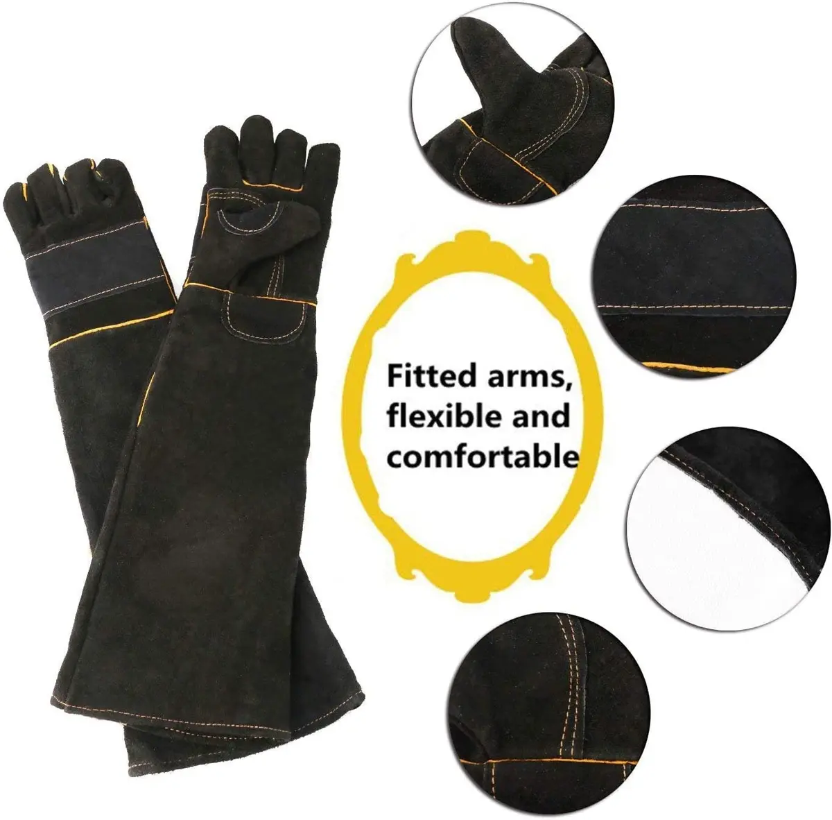 AOWPFVV Animal Handling Gloves 60cm (23.6in) | Bite Proof, Cut Resistant, Heat Resistant - view 3