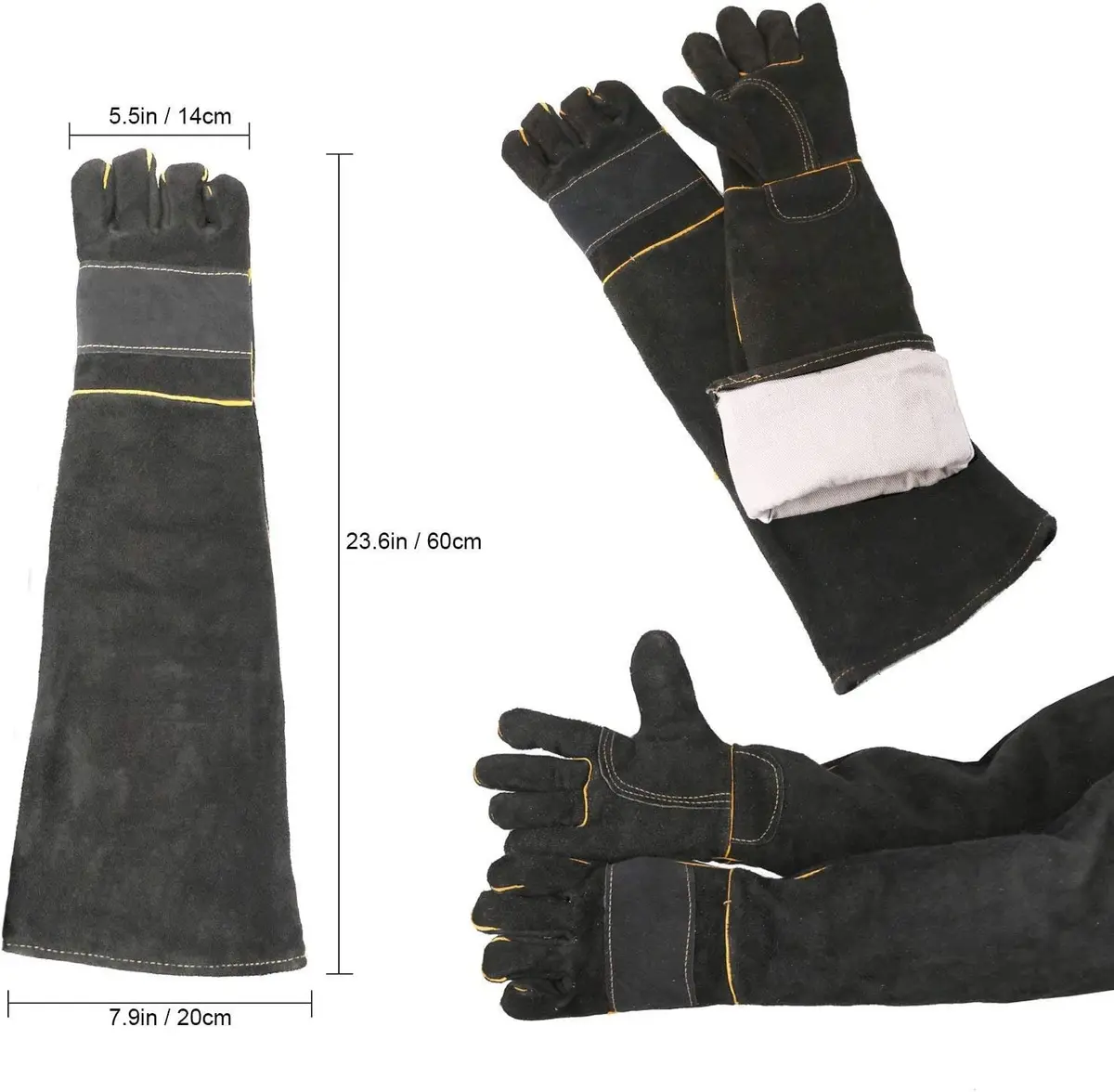AOWPFVV Animal Handling Gloves 60cm (23.6in) | Bite Proof, Cut Resistant, Heat Resistant - view 4