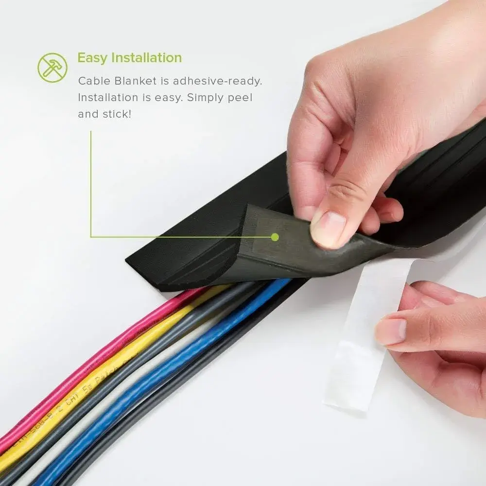 UT Wire Cable Blanket Low Profile Cord Cover Protector 1.52 m (5 ft) Black | Hides Wires for Tangle-Free Floors - view 2