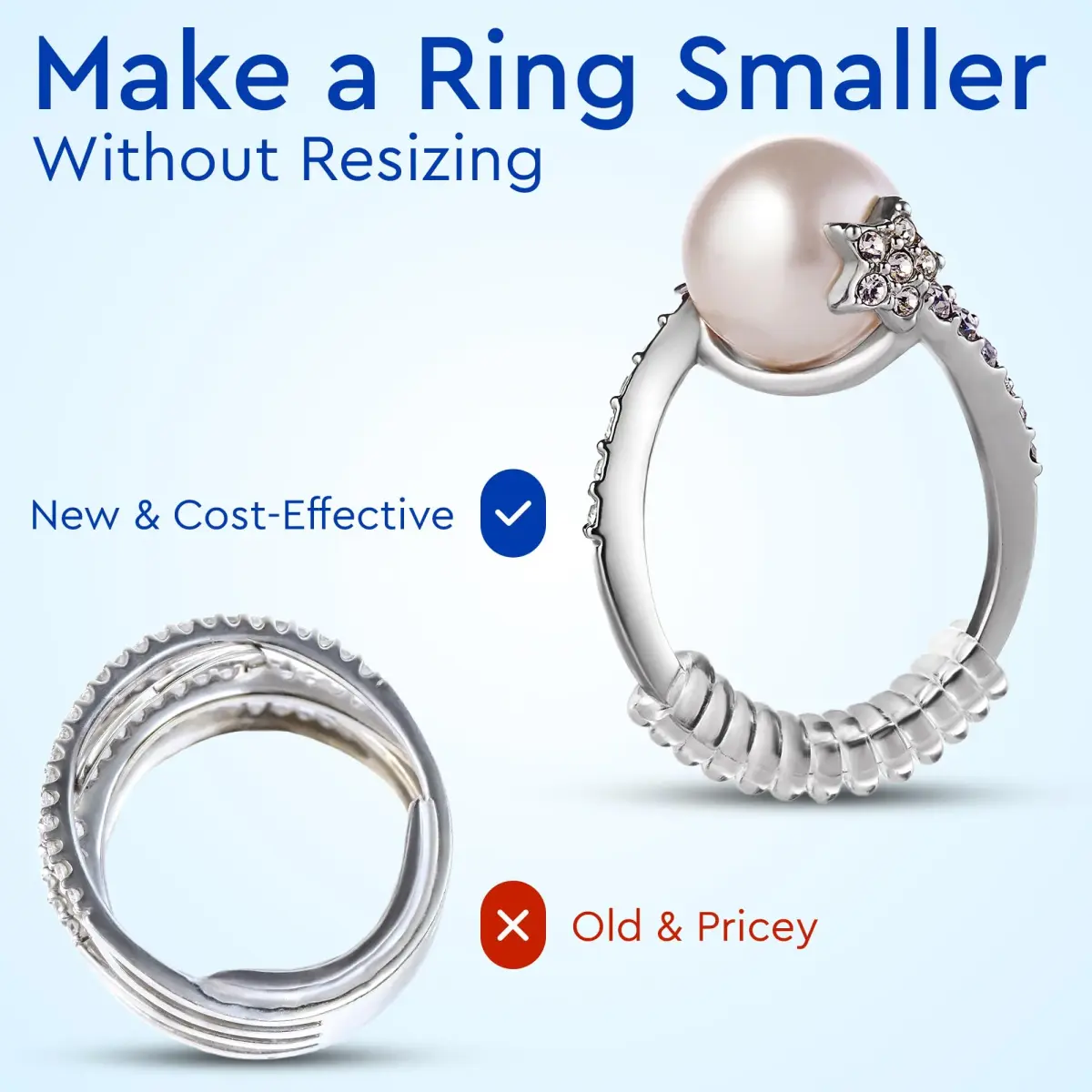 5 STARS UNITED Ring Sizer Adjuster 12 Pack Clear | Invisible Design for Loose Rings - view 8