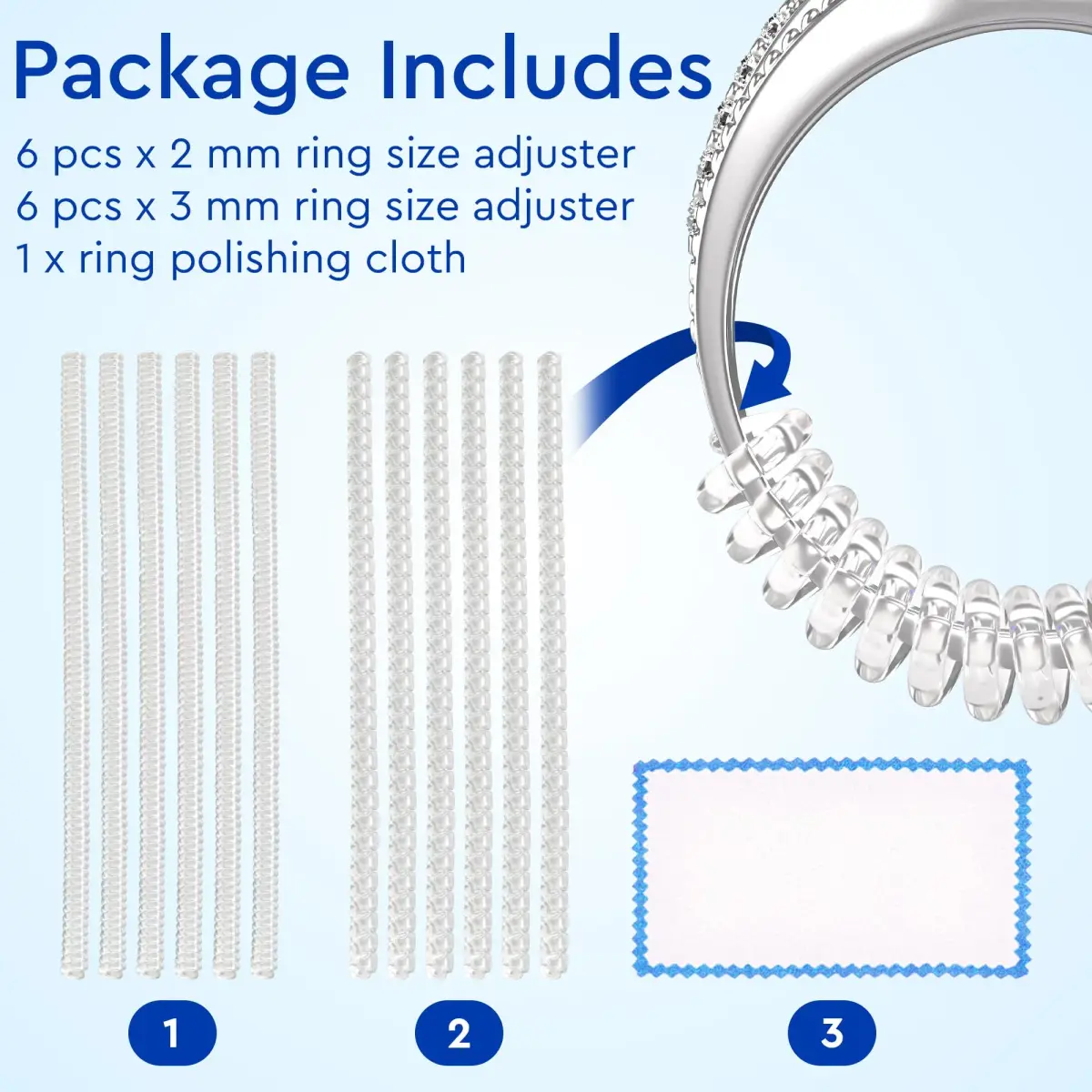5 STARS UNITED Ring Sizer Adjuster 12 Pack Clear | Invisible Design for Loose Rings - view 2