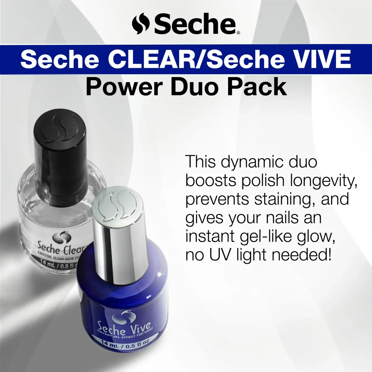 Seche Clear Vive Duo Pack Nail Polish Set 2x14ml (0.5 Fl Oz) | Long-Lasting High Shine - view 3