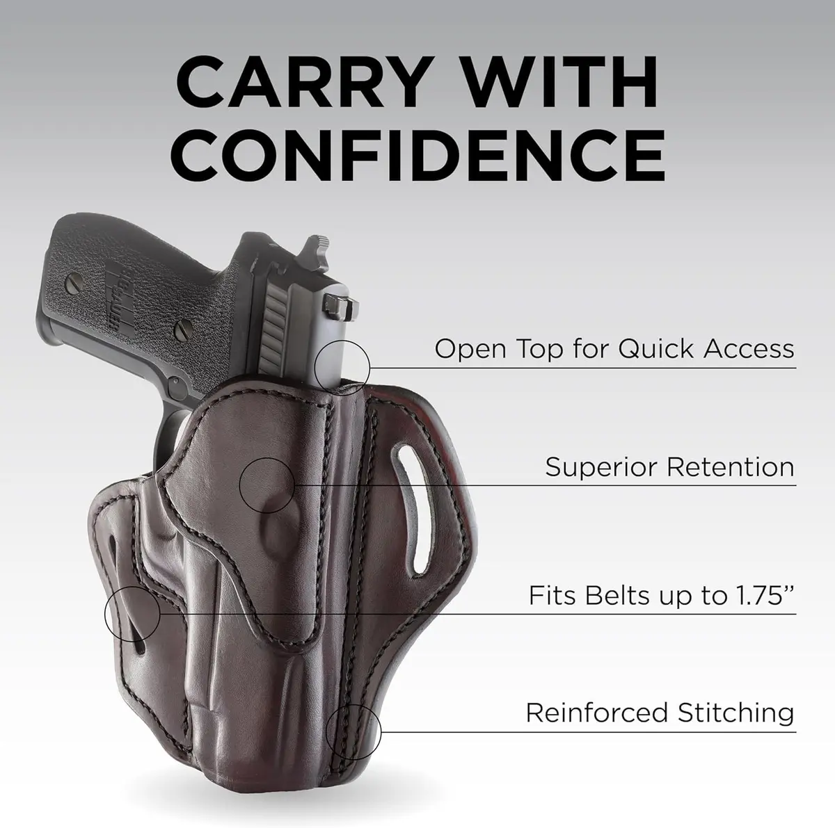 1791 GUNLEATHER OWB Holster Fits Sig P226, P220, P229, Beretta 92FS | American Steerhide, Durable, Concealed Carry - view 3