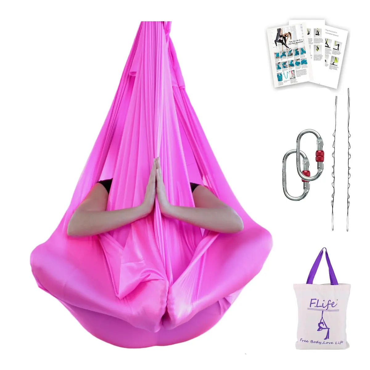 F.Life Premium Aerial Yoga Hammock 5.5 Yards Silk Fabric Swing for Antigravity Yoga & Inversion - main product image