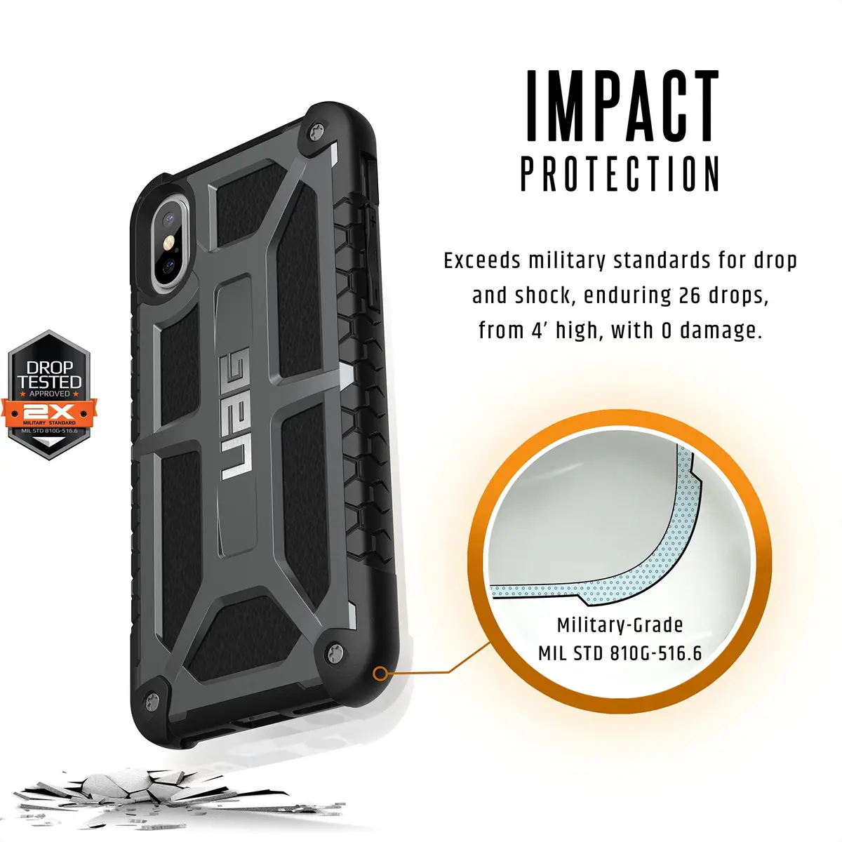 URBAN ARMOR GEAR Monarch Case for iPhone Xs/X (5.8-inch) Graphite | Military Drop Tested Protective Cover - view 4