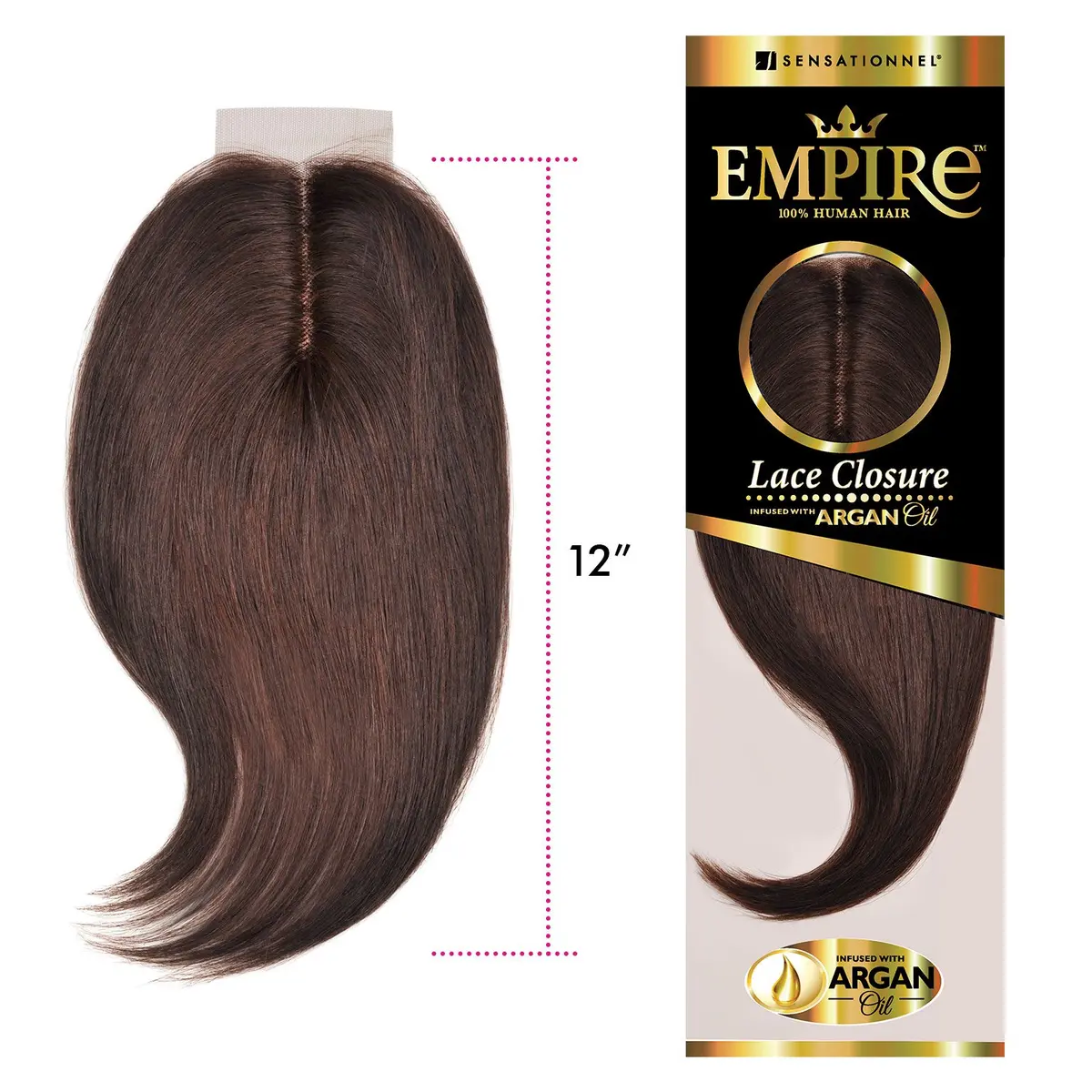 Sensationnel Empire Human Hair Lace Closure-Yaki 12 Inch | 1 JETBLACK, Bleach & Dye Safe, 10a Virgin Hair - view 4