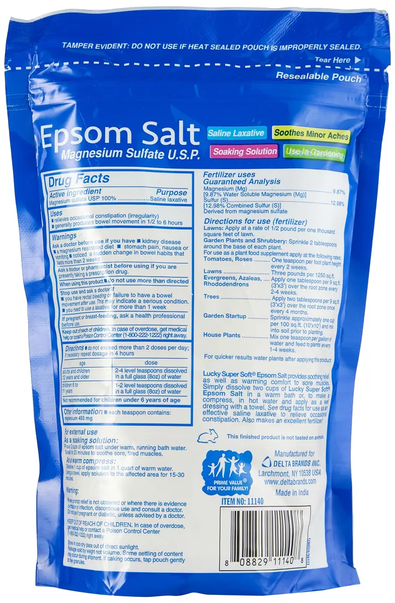 Lucky Super Soft Epsom Salt 540 g (19.2 oz) | USP Grade Magnesium Sulfate for Relaxing Soaks & Muscle Relief - view 2