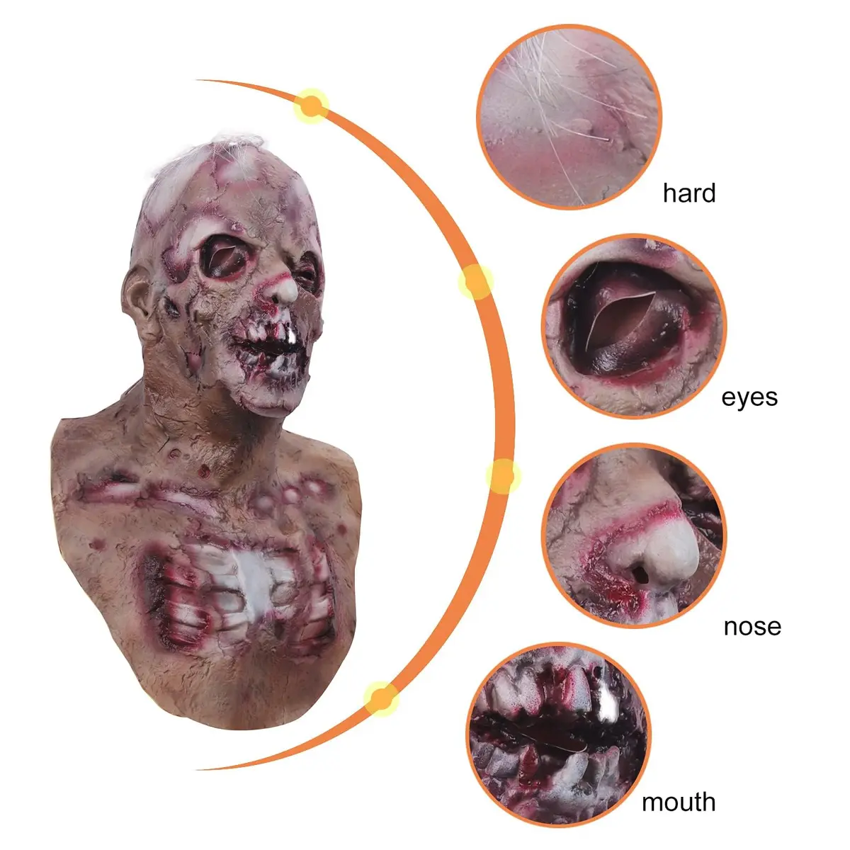 MOLEZU Scary Zombie Head Mask for Adults | Creepy Latex Halloween Costume Prop - view 2