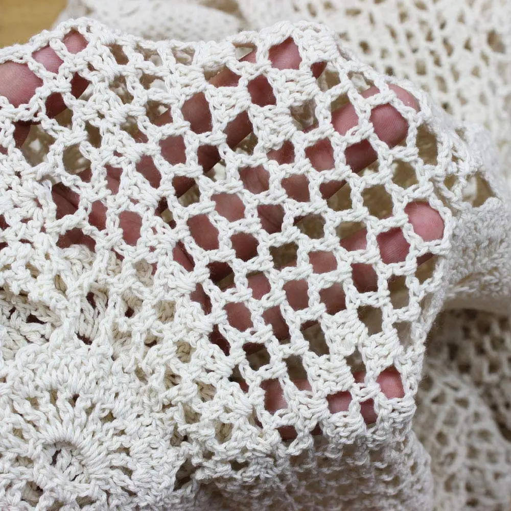 KEPSWET Cotton Handmade Crochet Lace Table Runner White 14x36 inch | Rustic Home Decor - view 4