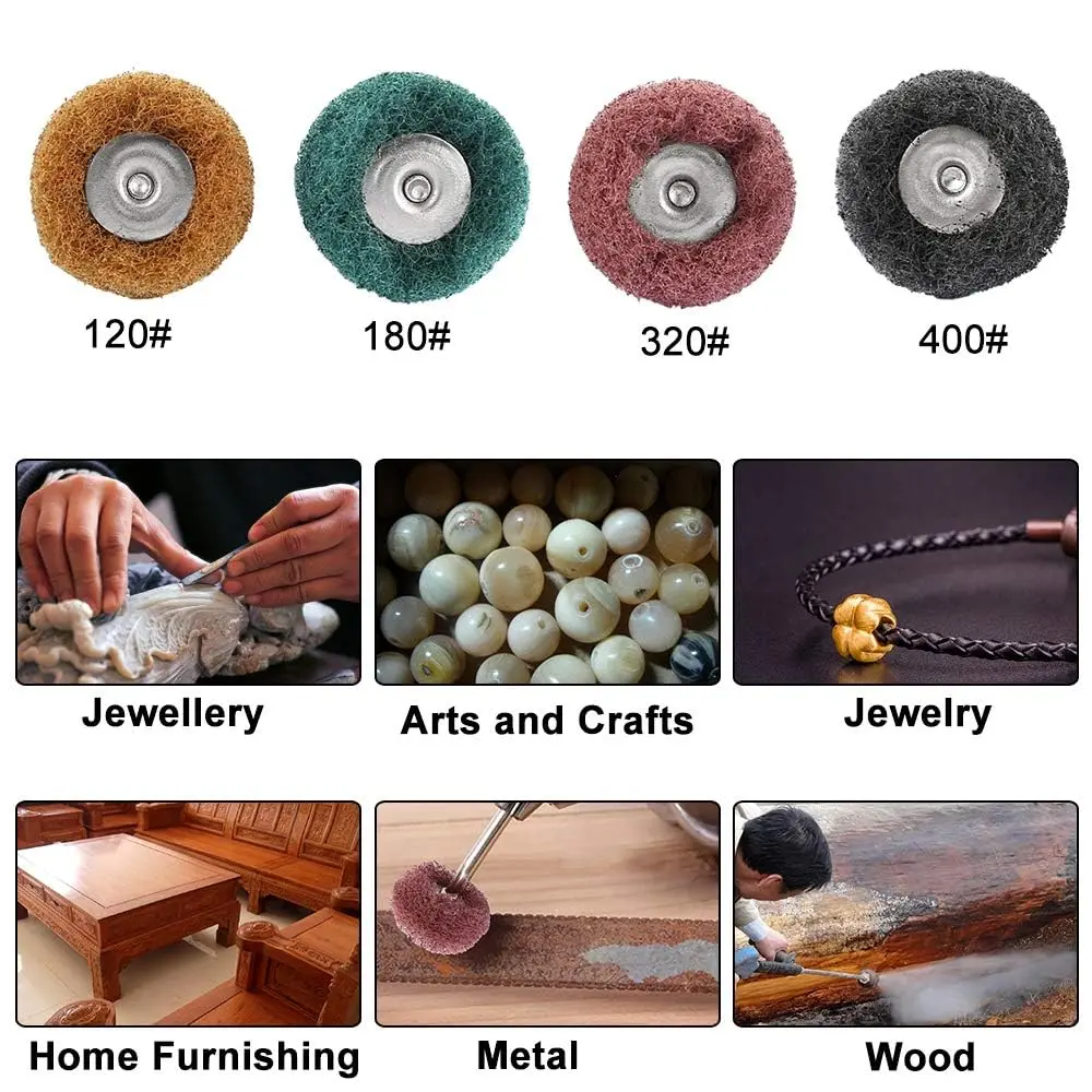 Rocaris 40 Pack 1 inch (25mm) Abrasive Wheel Buffing Polishing Wheel Set with 1/8 inch (3mm) Shank | For Rotary Tools - view 3