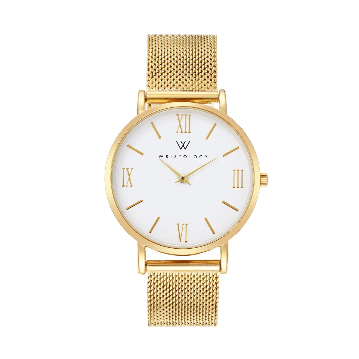 WRISTOLOGY Large face Roman Numerals Gold Womens Watch with Easy Change Band Boyfriend Watch - Clear Easy to Read Analog Face - main product image