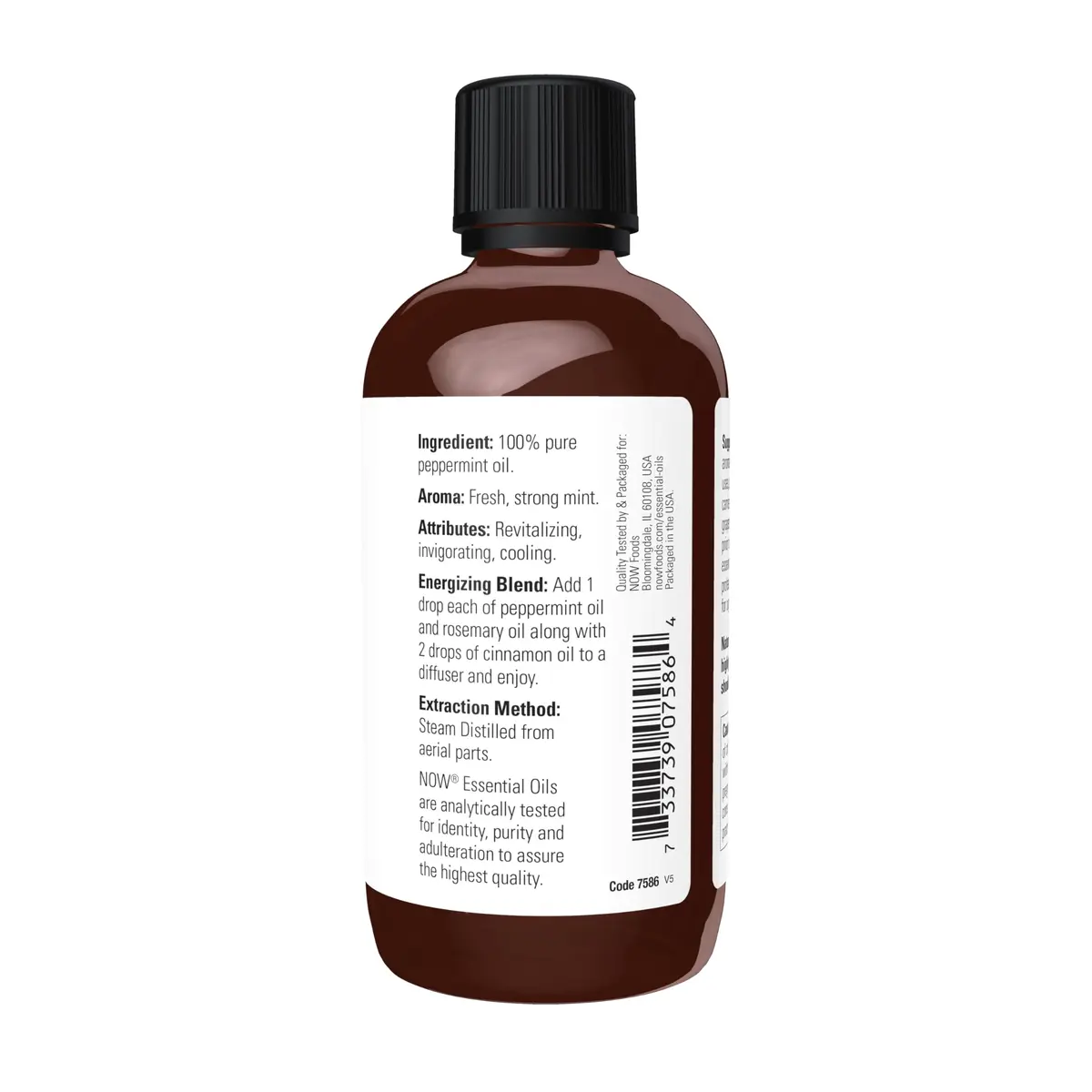 NOW Peppermint Essential Oil 118ml (4 fl. oz) | Revitalizing & Cooling Aroma - view 2