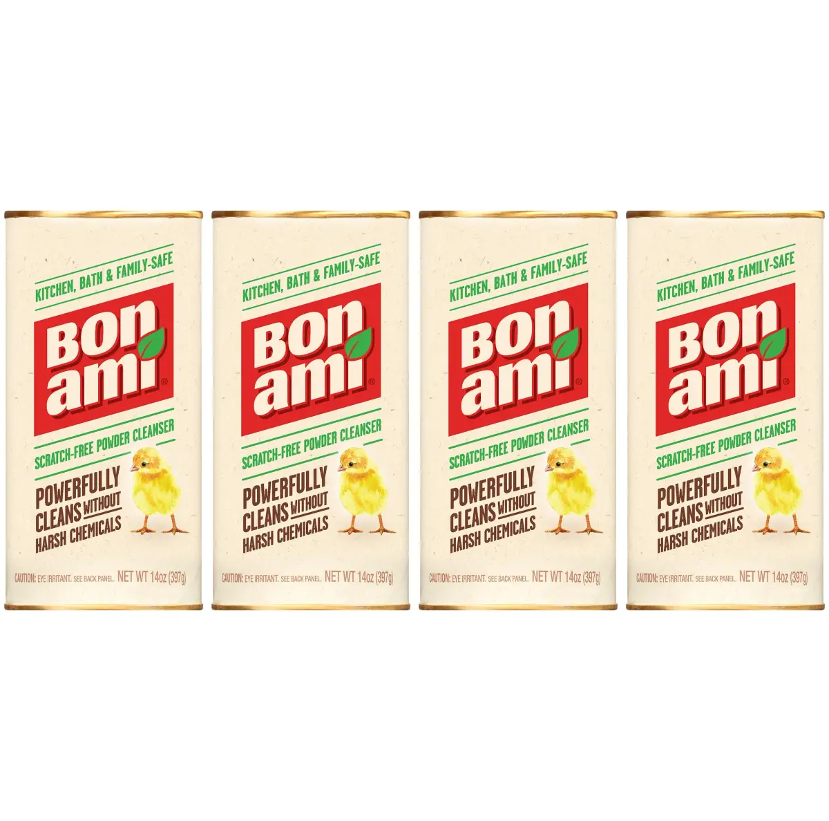 BON AMI Powder Cleanser for Kitchens & Bathrooms - All Types of Surfaces, Cleans Grime & Dirt, Polishes Surfaces, Absorbs Odors (4 Pack, 14oz / 397g) - main product image