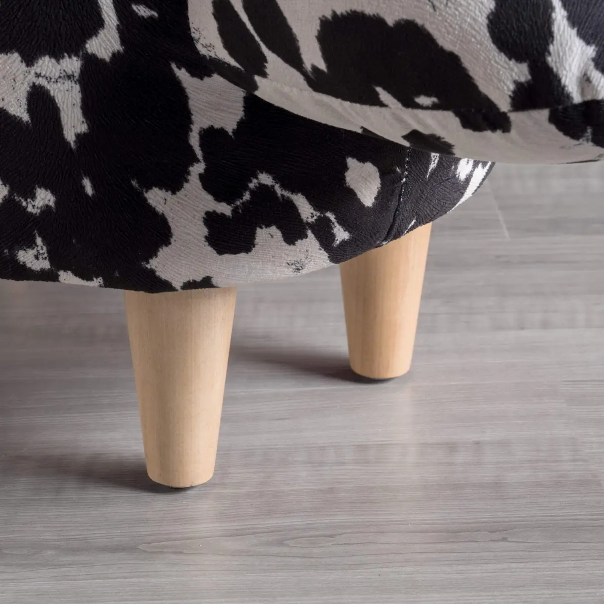 Christopher Knight Home Black Cow Velvet Ottoman 25.3"D x 14"W x 16.8"H | Cow Patterned Velvet Ottoman - view 3