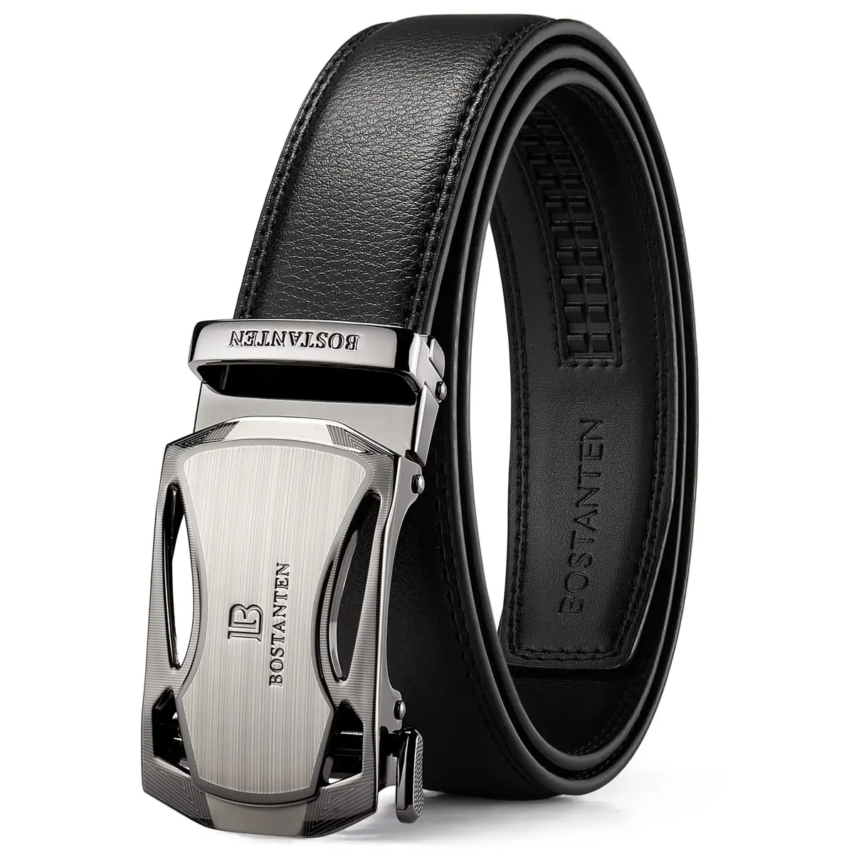 BOSTANTEN Ratchet Mens Belt Leather Trim to Fit 1 3/8“ Gift Boxed | Adjustable Fit - main product image