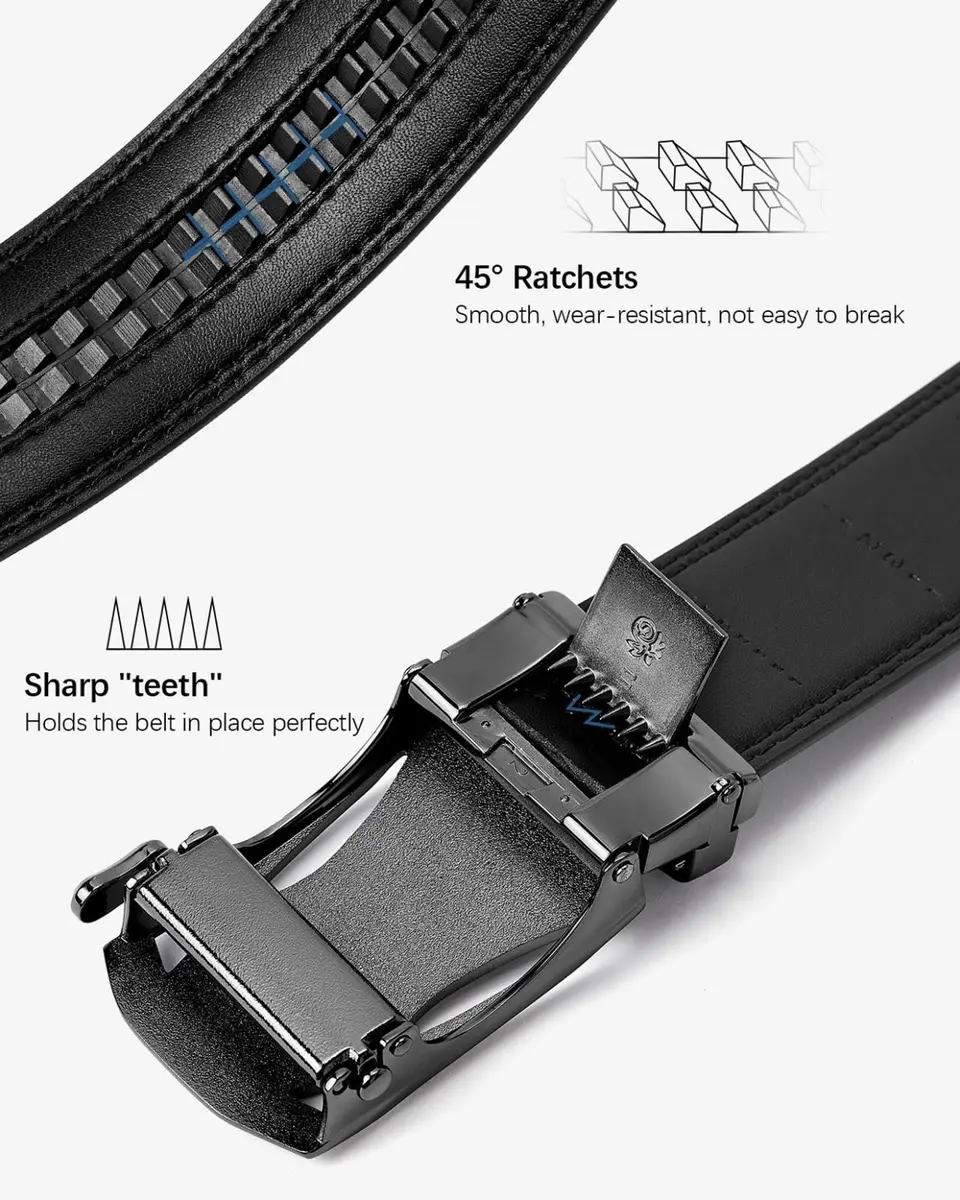 BOSTANTEN Ratchet Mens Belt Leather Trim to Fit 1 3/8" (3.5cm) Gift Boxed | Adjustable Genuine Leather Belt for Dress & Casual Wear - view 6