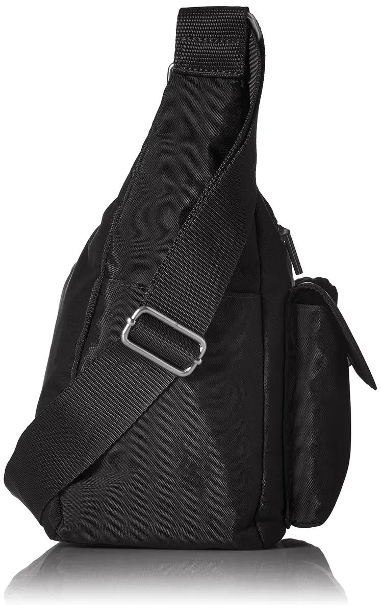 Baggallini Everyplace Bag Shoulder Bag, Black, 23cm (9")h x 26cm (10.25")w x 11cm (4.5")d | Lightweight Water-Resistant Nylon Crossbody - view 3