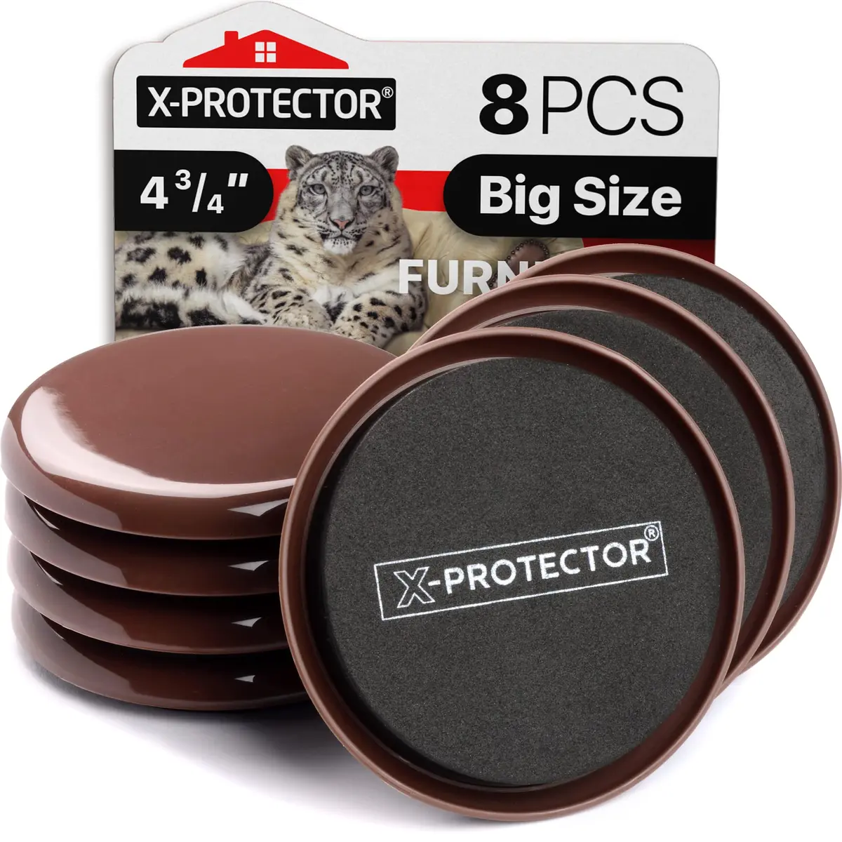 X-Protector Heavy Duty Furniture Sliders for Carpet 4.75" (8 PCS) | Move Furniture Easily & Safely - main product image