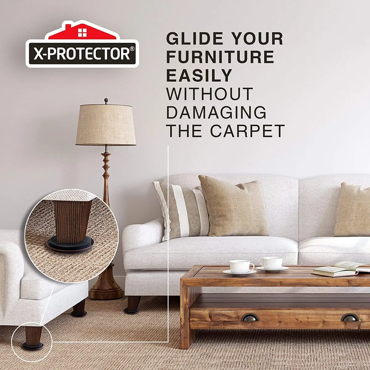 X-Protector Heavy Duty Furniture Sliders for Carpet 4.75" (8 PCS) | Move Furniture Easily & Safely - view 6