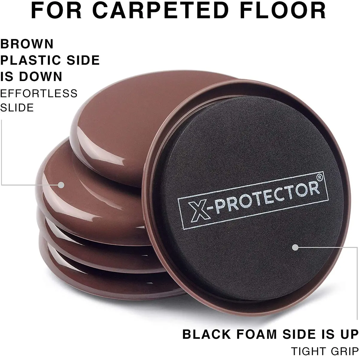 X-Protector Heavy Duty Furniture Sliders for Carpet 4.75" (8 PCS) | Move Furniture Easily & Safely - view 4