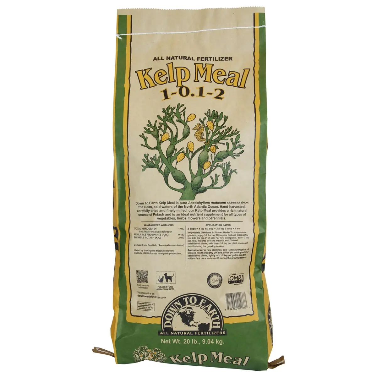 Down To Earth All Natural Fertilizers Organic Kelp Meal 20 lb | Supports lush growth & abundant fruit - main product image