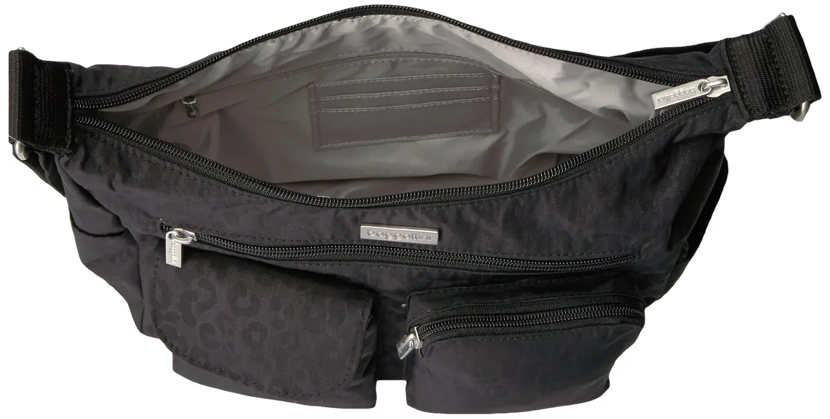 Baggallini Everyplace Bag Shoulder Bag Black Cheetah Emboss 25.9cm (10.25"w) | Lightweight Water-Resistant Nylon - view 6